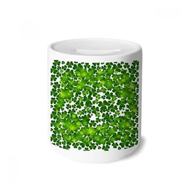 Imagem de DIYthinker Caixa de moedas de cerâmica com porta-moedas de quatro folhas do Dia de São Patrício