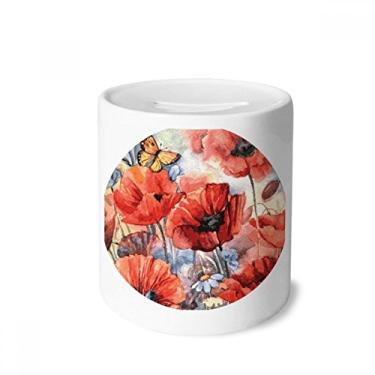 Imagem de DIYthinker Borboleta colorida com flores caixa para dinheiro caixa de cerâmica porta-moedas presente de cofrinho