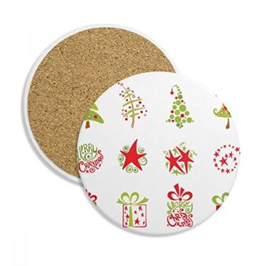 Imagem de Caneca de porta-copos com ilustração vermelha Merry Christmas Tree Caneca de proteção de mesa Pedra absorvente