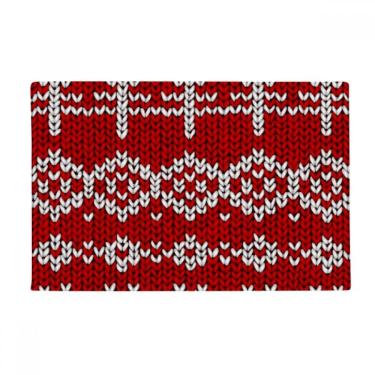 Imagem de DIYthinker Tapete para porta de banheiro com padrão de malha vertical irregular vermelho