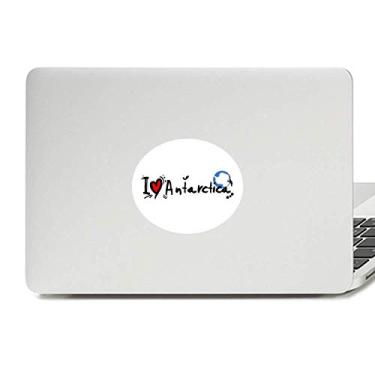 Imagem de I Love Antártica Bandeira da Palavra Amor Ilustração Coração Vinil Emblema Gráfico Laptop Adesivo Notebook Decalque