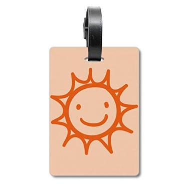 Imagem de Pintura à mão Laranja Sun Smile Mala Etiqueta Cartão de Bagagem Etiqueta Scutcheon Etiqueta