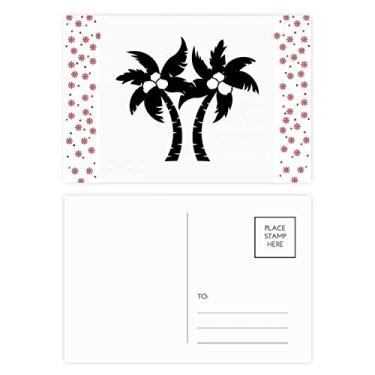 Imagem de Cartão postal de Natal com desenho de planta de coqueiro preto