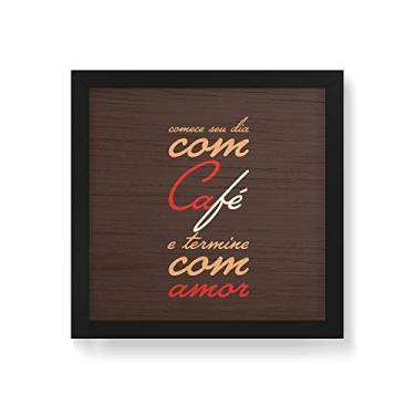 Imagem de Arte Maníacos Quadro Decorativo em Madeira Café e Amor - 30x30cm (Moldura caixa em laca preta)