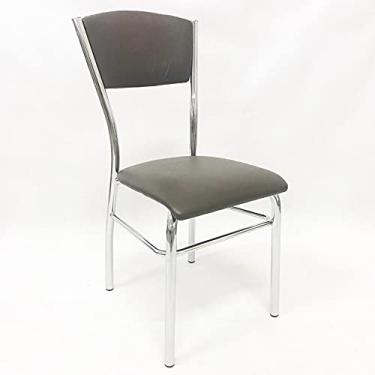 Imagem de Cadeira de COZINHA com reforço cromada assento e encosto marrom - Poltronas do Sul