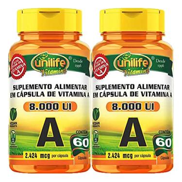 Imagem de Vitamina A 8000 UI - 2 unidades de 60 Cápsulas - Unilife