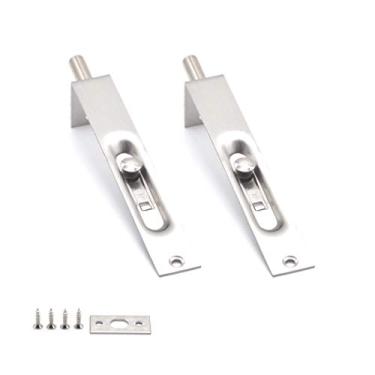 Imagem de Porta de aço inoxidável, parafuso de trava, alavanca de trava, parafuso de trava deslizante (pacote com 2), 4 Inch