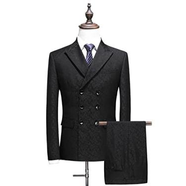 Imagem de Conjunto de terno masculino slim fit de 3 peças, trespassado para casamento, jaqueta casual de negócios, preto, 3GG/56