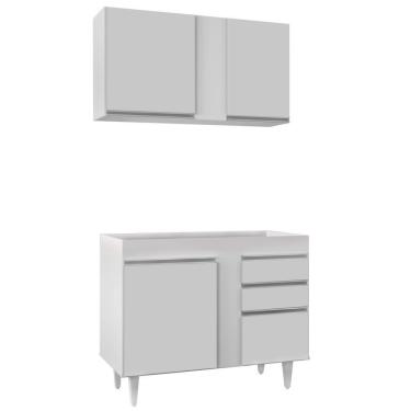 Imagem de Armário Aéreo Indiana E Balcão Para Pia 100cm Luziania Branco - Lumil