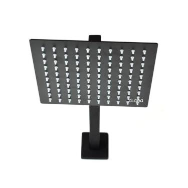 Imagem de Ducha Chuveiro Aquecedor Solar Gás Quadrado Preto 20X20Cms