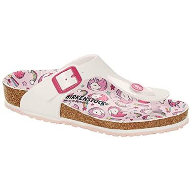 Imagem de Birkenstock Gizeh infantil para meninas (Bebê/Criança pequena/Criança grande), Birko-flor de patente branca, 12-12.5 Narrow Little Kid