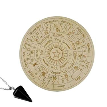Imagem de Baoblaze licencia de pêndulo de de madeira Lua Design para adivinhação de mensagens com pingente de pêndulo Decoração, b