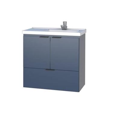 Imagem de Gabinete para Banheiro em Madeira Com Lavatório em Mármore Sintético Lis 60 - Cozimax (Azul)