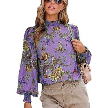 Imagem de Top Feminino Com Mangas Lanterna, Moda Solta, Manga Comprida, Gola Alta, Fácil de Emparelhar para o Trabalho (S)