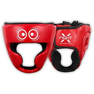 Imagem de FightX Conjunto de equipamentos de treinamento de boxe para boxeadores MMA para jovens protetor de cabeça de boxe Muay Thai UFC protetor de capacete de luta para homens e mulheres (Vermelho/branco)