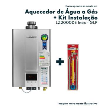 Imagem de Aquecedor Água Gás Lz2000de-i Glp Lorenzeti + Kit Instalação LZ 2000DE-I
