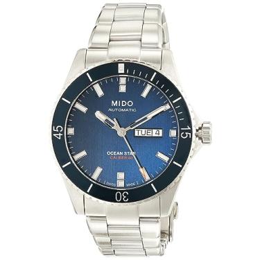 Imagem de Relógio masculino Mido M026.430.11.041.00 Ocean Star analógico automático azul/prata aço inoxidável, Azul, Relógio de mergulho