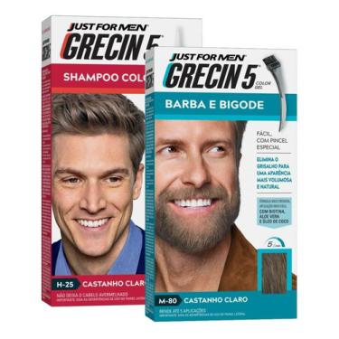 Imagem de Kit Grecin 5 Barba E Bigode + Shampoo Color Escolha Sua Cor