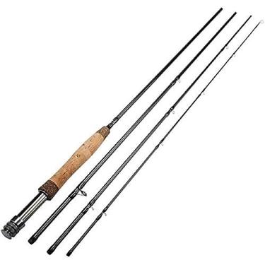 Imagem de Vara de pesca com mosca de alto desempenho, 4 peças, ação rápida, fibra de carbono im8, vara de pesca com mosca, para pesca em água doce-preta. Vara de pesca e molinete, prata