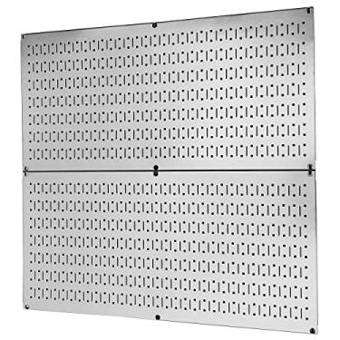 Imagem de Wall Control Pegboard Rack Garagem Armazenamento Aço Galvanizado Horizontal Peg Board Pack - Dois painéis de organização de ferramentas de metal metálico brilhante de 81 x 40,6 cm