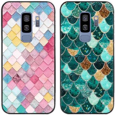 Imagem de 2 peças de capa de telefone traseira de silicone em gel TPU impresso em escalas coloridas para Samsung Galaxy todas as séries (Galaxy S9 Plus / S9+)