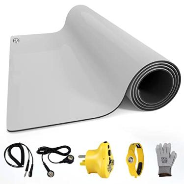 Imagem de Aidacom Tapete de borracha ESD de 76 x 61 cm, almofada antiestática para PC Building Electronic Device Repair Solder Assembly Work, kit de aterramento W/H - antiestático plug pulseira pulseira luvas