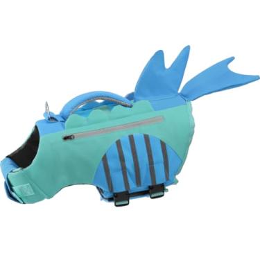 Imagem de Coletes salva-vidas para cães EMUST, colete salva-vidas esportivo para cachorros em barcos com faixas refletivas, colete médio para cães em piscinas, azul, M