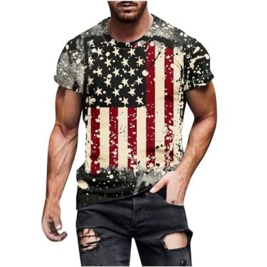 Imagem de Camisetas masculinas de 4 de julho folgadas com estampa da bandeira americana camisetas casuais slim fit gola redonda, A02 multicolorido, 4G