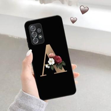 Imagem de Capa de telefone macia preta fosca para samsung a52 a32 a72 a22 4g a52s a12 a42 5g 26 letras capa inicial de flor, b01, para a72