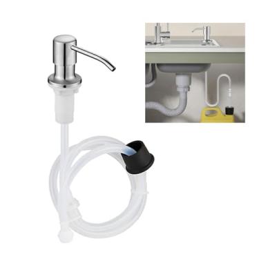 Imagem de Dispenser Sabao Detergente Liquido Mangueira Flexivel Embutir Pia Cuba Banheiro Cozinha Suporte Bico Dosador