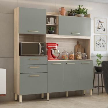 Imagem de Kit Cozinha Compacta 06 Portas 02 Gavetas Select Avena Menta Demóbile 