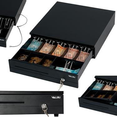 Imagem de Caixa Registradora Automática e Manual Gaveta De Aço Para Loja Comércio Balcão Armazenar Guardar Dinheiro Moedas Notas (Preto)