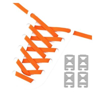 Imagem de Elastic No Tie Shoe Laces Anchors Flat Shoelace Lock Clip for Adults and Kids Tieless Shoelaces for Sneakers(Orange)