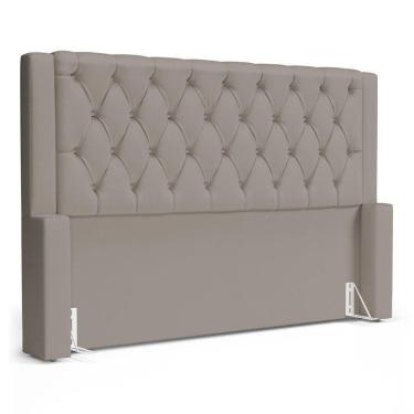 Imagem de Cabeceira Atena Para Cama Box Casal Padrão 140cm Capitonê Com Frame Suede Bege - Desk Design