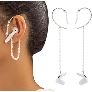Imagem de Levtandy Brincos de gancho de pérola para Airpods, prendedor antiperda para Airpods Pro, ganchos sem fio, conector compatível com AirPods 2 e 1 3/Pro