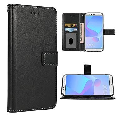 Imagem de FDCWTSH Compatível com Huawei Y6 2018 capa carteira alça de pulso cordão couro flip capa suporte suporte acessórios celulares capas de telefone para Hwauei Y6 Prime Honor 7A Enjoy Y 6 mulheres homens