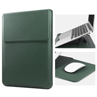 Imagem de HoYiXi Capa de couro para laptop de 15 16 polegadas para MacBook Pro 16 2021 e 2019/Huawei MateBook D15/HP 15,6 polegadas PC/MacBook Pro 15/XiaoXin Air 15,6 polegadas, verde