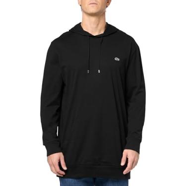 Imagem de Lacoste Camiseta masculina com capuz e caimento alto, Preto, 4G