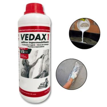 Imagem de Aditivo Impermeabilizante Vedax1 1L Argamassa Reboco Concreto Cimento 