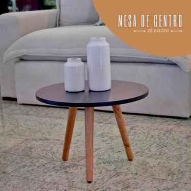 Imagem de Mesinha De Canto Lateral Pé Palito De Madeira Decorativa - Kelan, Pret