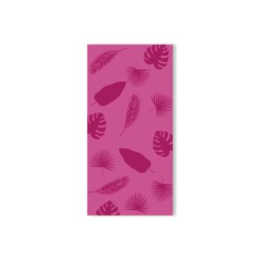 Imagem de Painel Vertical de Tecido Sublimado Silhuetas Folhas Rosa 100x200cm - 