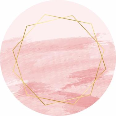 Imagem de Painel de Lona Redondo Rosa Degradê e Formas Douradas - Fabrika de Fes