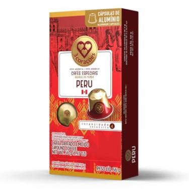 Imagem de 3 Corações Cápsulas de Café Regiões do Mundo Peru, Compatíveis com Nespresso, contém 10 cápsulas
