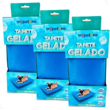 Imagem de Combo 3 Tapete Gelado Mypetone 50x65 Tamanho Médio para Cães - Azul