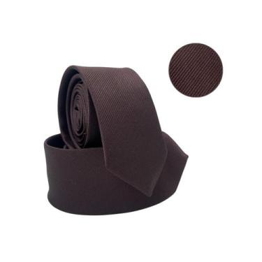 Imagem de Gravata Social Marrom Risco Fino Premium Casamento - Rpires