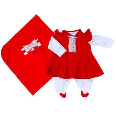 Imagem de Saída de Maternidade Menina Delicada Helena Vermelho 04 Peças - zanyba