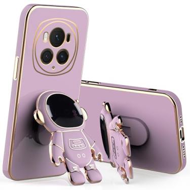 Imagem de Capa compatível com Honor Magic 6 Pro com suporte de desenho animado de astronauta criativo rosa, Honor Magic 6 Pro, capa de silicone à prova de choque, suporte macio de TPU (roxo)