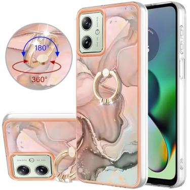 Imagem de Dinglijia Capa fina para Motorola G54, capa de suporte com anel de padrão de mármore IMD brilhante para meninas, capa de proteção aprimorada para câmera e tela para Moto G54, YBCZH ouro rosa
