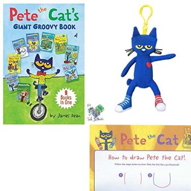 Imagem de Pete The Cat Book Collection by James Dean (I Can Read), MerryMakers Backpack Pull Plush Doll, Gift Book Bag, and Learn to Draw Page (Educational Gift Set with Action, Humor and Learning to Read)