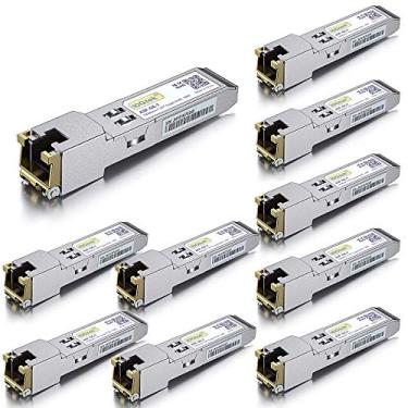 Imagem de 10Gtek Módulo de cobre SFP para RJ45 - Transceptor Gigabit Mini-GBIC 1000BASE-T para Cisco GLC-T/SFP-GE-T, Ubiquiti UF-RJ45-1G, D-Link, Netgear, até 100 m, pacote com 10
